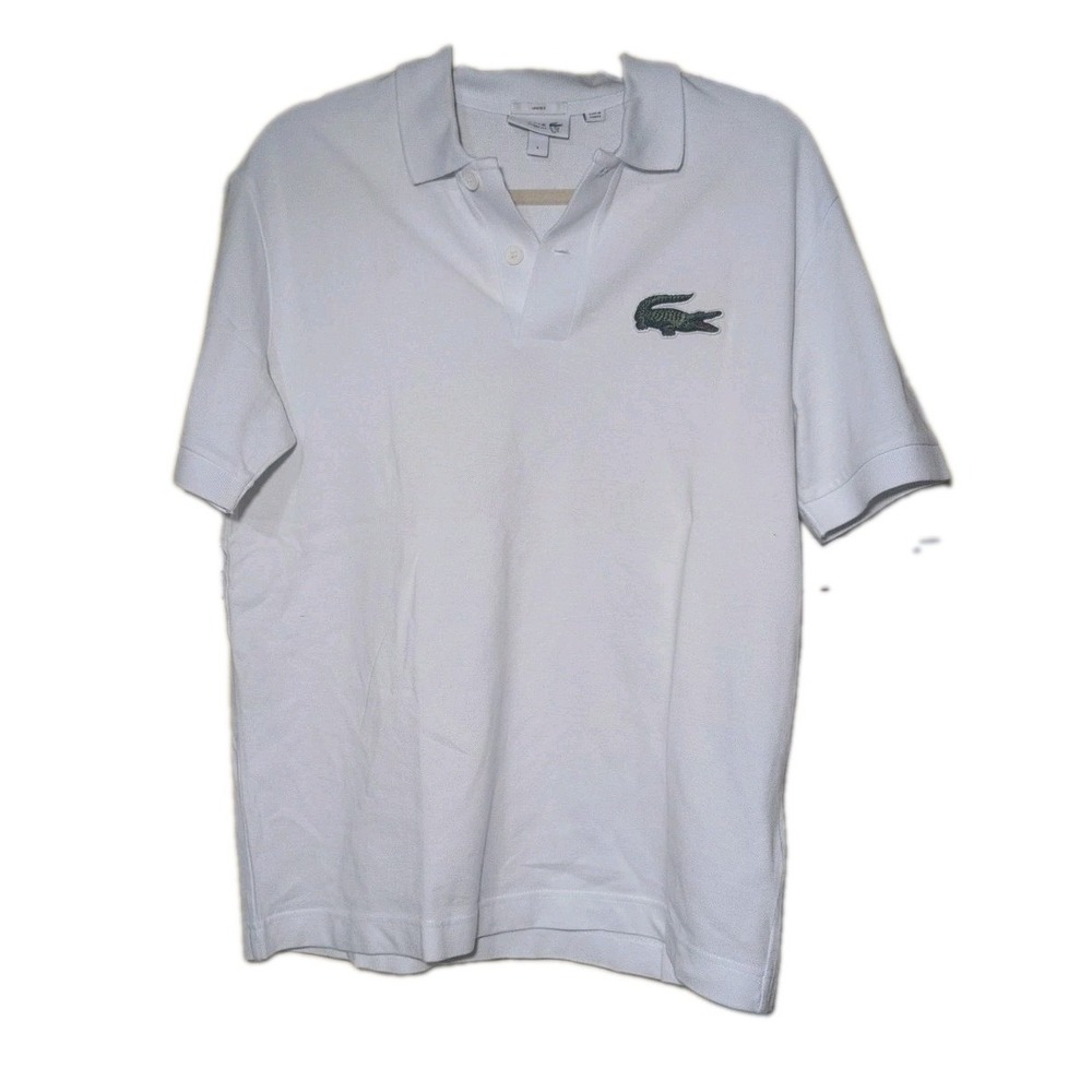 La Coste Polo Shirt Unisex White Large Logo Men's S